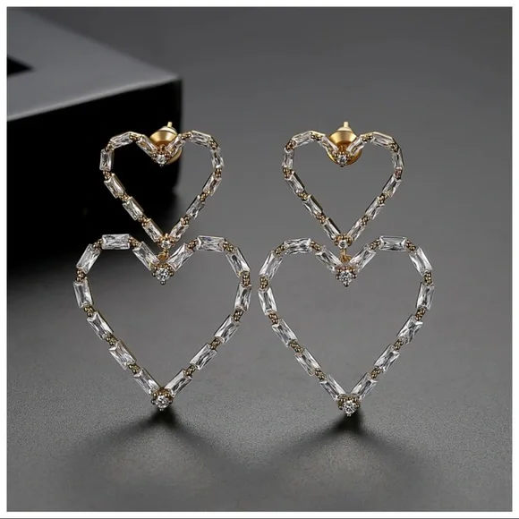 Austrian Crystal Heart Earrings - Picture 4 of 6